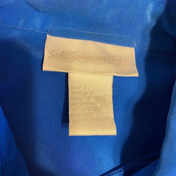 Soft Surroundings Blue Silk Button Down Top - Picture 6 of 9